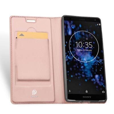 „Dux Ducis“ Skin серии Sony Xperia XZ2 Premium розовый кожаный чехол-книжка | Vacins.lv