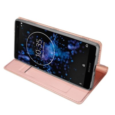 „Dux Ducis“ Skin серии Sony Xperia XZ2 Premium розовый кожаный чехол-книжка | Vacins.lv