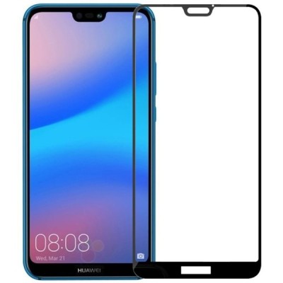 Huawei P20 Lite (Nova 3e) „Amorus“ Tempered Glass melns ekrāna aizsargstikls / Vacins.lv