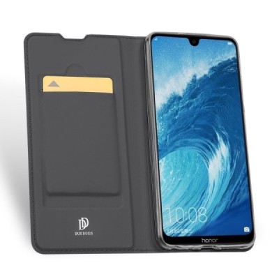 Huawei Honor 8X Max „Dux Ducis“ Skin sērijas melns ādas atvērams maciņš / Vacins.lv