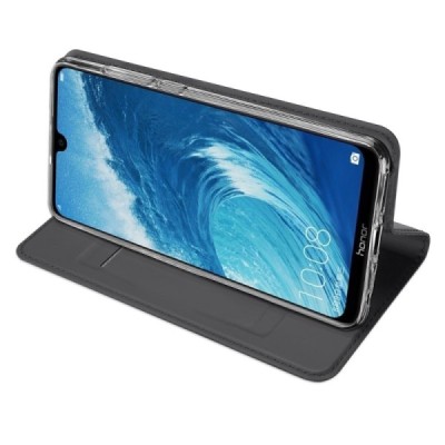 Huawei Honor 8X Max „Dux Ducis“ Skin sērijas melns ādas atvērams maciņš / Vacins.lv