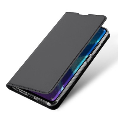 Huawei Honor 8X „Dux Ducis“ Skin sērijas melns ādas atvērams maciņš / Vacins.lv