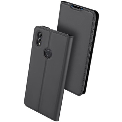 Huawei Honor 8X „Dux Ducis“ Skin sērijas melns ādas atvērams maciņš / Vacins.lv