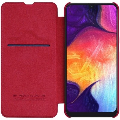 Greznais „Nillkin“ Qin sērijas ādas atvērams sarkans Samsung Galaxy A50 A505F (A50s A507F, A30s A307F) / Vacins.lv