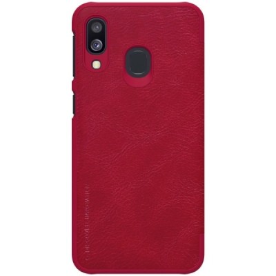 Greznais „Nillkin“ Qin sērijas ādas atvērams sarkans Samsung Galaxy A40 (A405F) / Vacins.lv