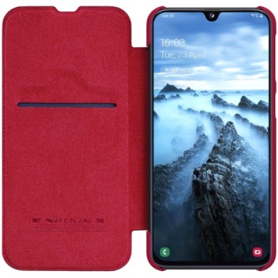 Greznais „Nillkin“ Qin sērijas ādas atvērams sarkans Samsung Galaxy A40 (A405F) / Vacins.lv
