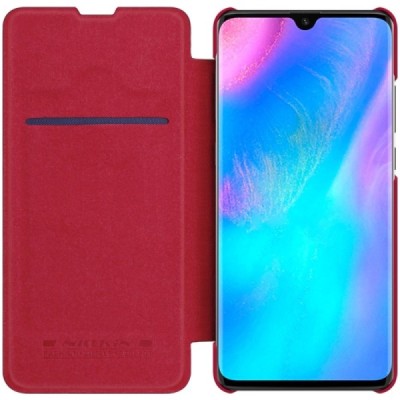 Greznais „Nillkin“ Qin sērijas ādas atvērams sarkans Huawei P30 Pro maciņš (maks) / Vacins.lv