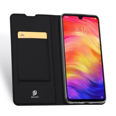 „Dux Ducis“ Skin серии Xiaomi Redmi Note 7 (Redmi Note 7 Pro) чёрный кожаный чехол-книжка | Vacins.lv