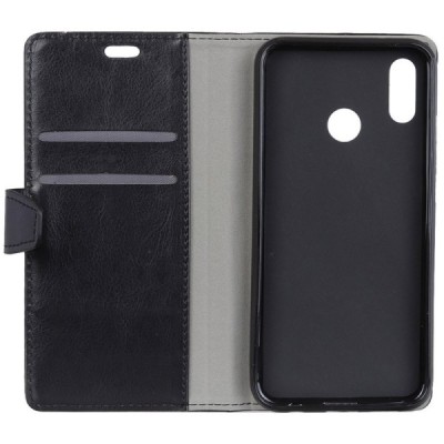 Xiaomi Redmi Note 7 (Redmi Note 7 Pro) atvēramais ādas melns maciņš, grāmata (maks) / Vacins.lv