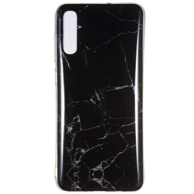 Samsung Galaxy A7 2018 (A750) „Marble“ твердый силиконовый TPU чёрный чехол | Vacins.lv