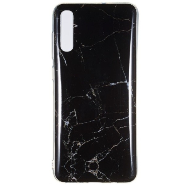 „Marble“ cieta silikona (TPU) apvalks - melns (Galaxy A7 2018)
