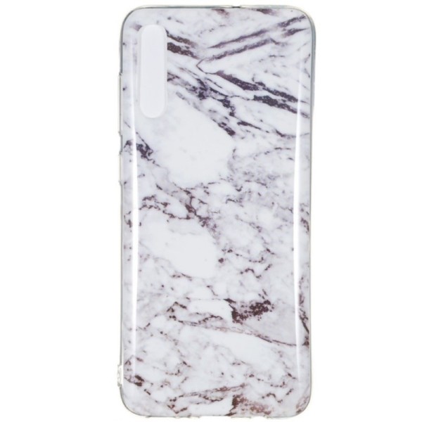 „Marble“ cieta silikona (TPU) apvalks - balts (Galaxy A7 2018)