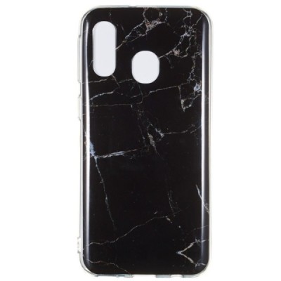 Samsung Galaxy A40 (A405F) „Marble“ твердый силиконовый TPU чёрный чехол | Vacins.lv