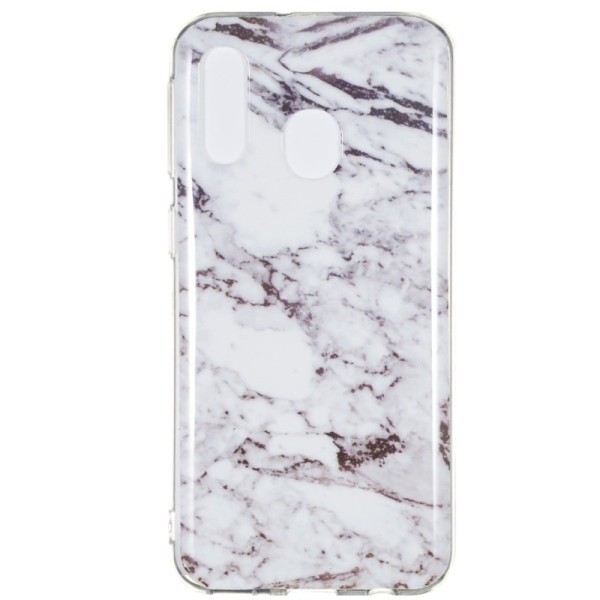 „Marble“ cieta silikona (TPU) apvalks - balts (Galaxy A40)