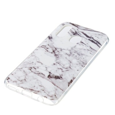 Samsung Galaxy A40 (A405F) „Marble“ cieta silikona (TPU) balts apvalks / vacins.lv