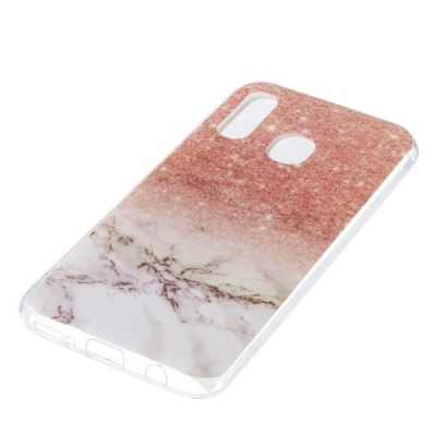 Samsung Galaxy A40 (A405F) „Marble“ cieta silikona (TPU) brūns apvalks / Vacins.lv