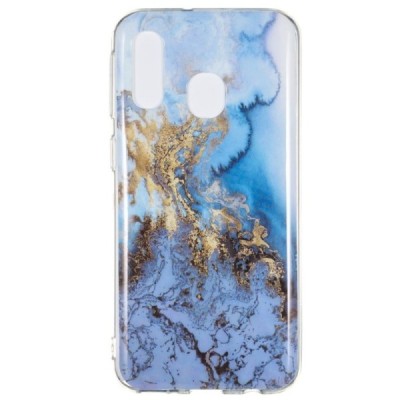 Samsung Galaxy A40 (A405F) „Marble“ cieta silikona (TPU) zils apvalks / vacins.lv