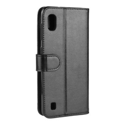 Samsung Galaxy A10 (A105F) atvēramais ādas melns maciņš (maks) / Vacins.lv