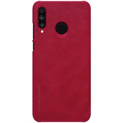 Greznais „Nillkin“ Qin sērijas ādas atvērams sarkans Huawei P30 Lite maciņš (maks) / Vacins.lv
