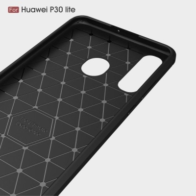 Huawei P30 Lite „Carbon“ твердый силиконовый чехол (TPU) - черный | Vacins.lv