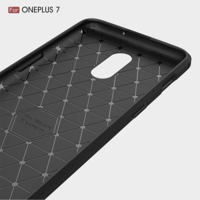 OnePlus 7 (OnePlus Seven) „Carbon“ твердый силиконовый чехол (TPU) - черный | Vacins.lv