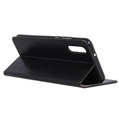 Xiaomi Mi 9 SE atvēramais ādas melns maciņš (maks) / Vacins.lv