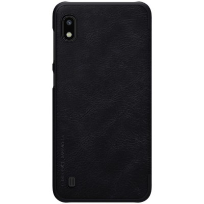 Роскошный чёрный кожаный чехол Nillkin Qin Series для Samsung Galaxy A10 (A105F) | Vacins.lv