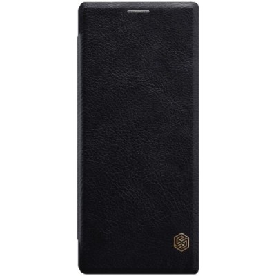 Роскошный чёрный кожаный чехол Nillkin Qin Series для Sony Xperia 1 (XZ4) | Vacins.lv