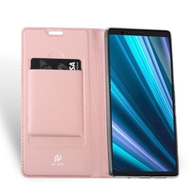 Xperia 1 (XZ4) „Dux Ducis“ Skin sērijas rozs ādas atvērams maciņš / Vacins.lv