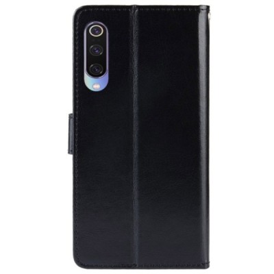 Xiaomi Mi 9 (Mi 9 Explorer) atvēramais ādas melns maciņš (maks) / Vacins.lv