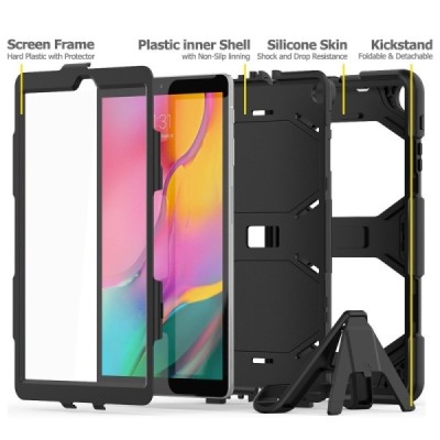 Samsung Galaxy Tab A 10.1 2019 (T510, T515) pastiprinātas aizsardzības melns apvalks  / Vacins.lv