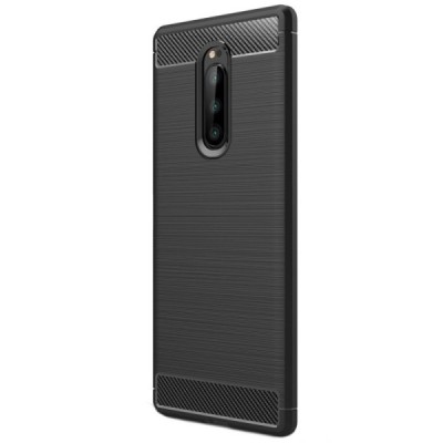 Sony Xperia 1 (XZ4) „Carbon“ cieta silikona (TPU) melns apvalks / vacins.lv