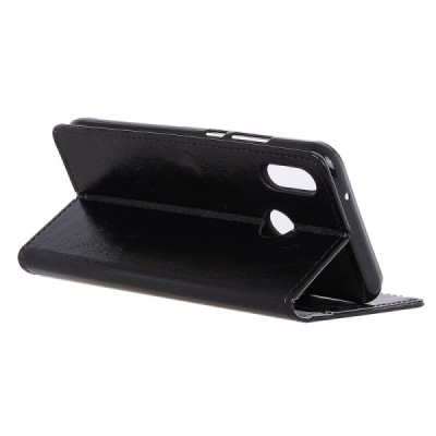 Huawei Y7 2019 (Y7 Prime 2019) atvēramais ādas melns maciņš, grāmata (maks) / Vacins.lv