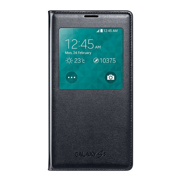 „Samsung“ S View Cover atverčiamas dėklas - juodas (Galaxy S5 / S5 Neo)