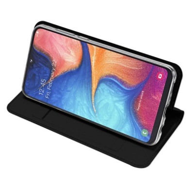 „Dux Ducis“ Skin серии Samsung Galaxy A20e (A202F) чёрный кожаный чехол-книжка | Vacins.lv
