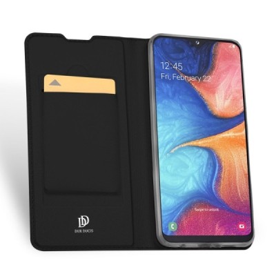 „Dux Ducis“ Skin серии Samsung Galaxy A20e (A202F) чёрный кожаный чехол-книжка | Vacins.lv