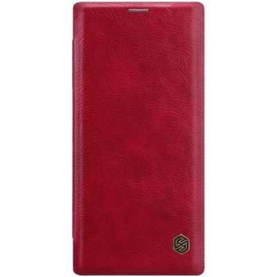 Роскошный красный кожаный чехол Nillkin Qin Series для Samsung Galaxy Note 10+ (N975F) | Vacins.lv