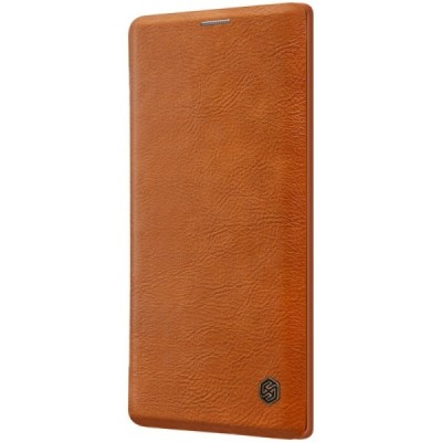 Роскошный коричневый кожаный чехол Nillkin Qin Series для Samsung Galaxy Note 10+ (N975F) | Vacins.lv
