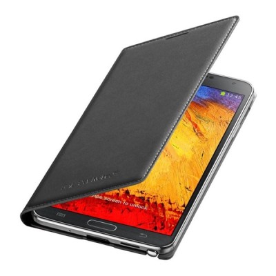 Samsung Galaxy Note 3 Flip Cover atverčiamas juodas odinis dėklas / Priedai.lt