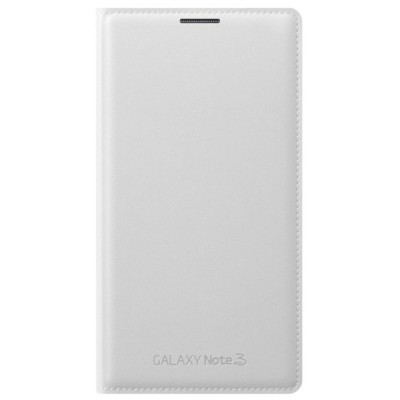 Samsung Galaxy Note 3 Flip Wallet atverčiamas baltas odinis dėklas / Priedai.lt
