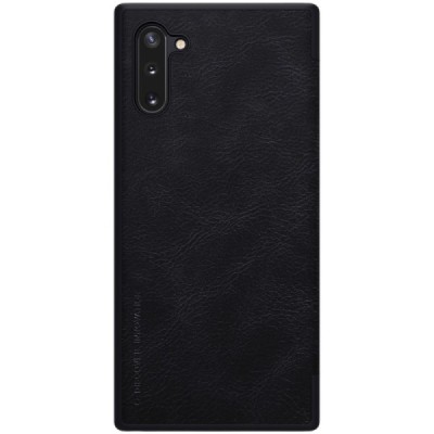 Greznais „Nillkin“ Qin sērijas ādas atvērams melns Samsung Galaxy Note 10 (N970F) maciņš / Vacins.lv