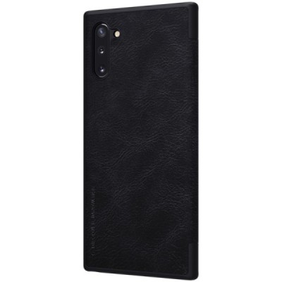 Greznais „Nillkin“ Qin sērijas ādas atvērams melns Samsung Galaxy Note 10 (N970F) maciņš / Vacins.lv