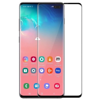 Samsung Galaxy S10+ (G975) „Rurihai“ Tempered Glass melns ekrāna aizsargstikls / Vacins.lv