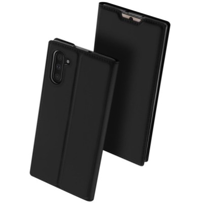 Samsung Galaxy Note 10 (N970F) „Dux Ducis“ Skin sērijas melns ādas atvērams maciņš / Vacins.lv