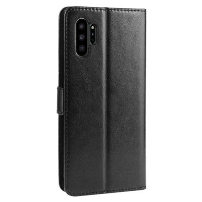 Samsung Galaxy Note 10+ (N975F) atvēramais ādas melns maciņš (maks) / Vacins.lv