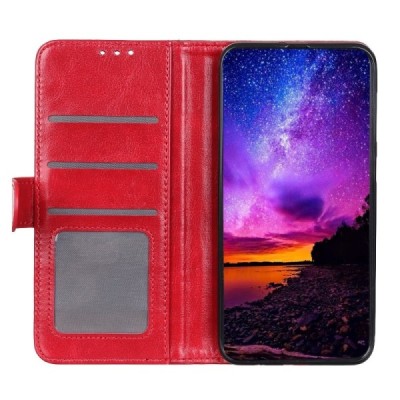 Samsung Galaxy Note 10+ (N975F) atvēramais ādas sarkans maciņš (maks) / Vacins.lv