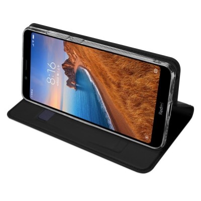 Xiaomi Redmi 7A „Dux Ducis“ Skin sērijas melns ādas atvērams maciņš / Vacins.lv