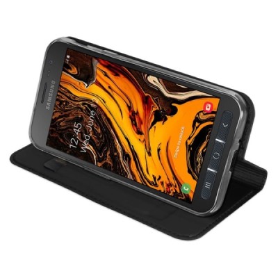 Samsung Galaxy Xcover 4 / 4S (G390, G398) „Dux Ducis“ Skin sērijas melns ādas atvērams maciņš / Vacins.lv