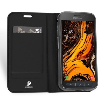Samsung Galaxy Xcover 4 / 4S (G390, G398) „Dux Ducis“ Skin sērijas melns ādas atvērams maciņš / Vacins.lv