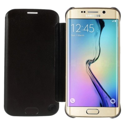 Samsung Galaxy S6 Edge (G925) открываемый чёрный пластиковый чехол-книжка | Vacins.lv
